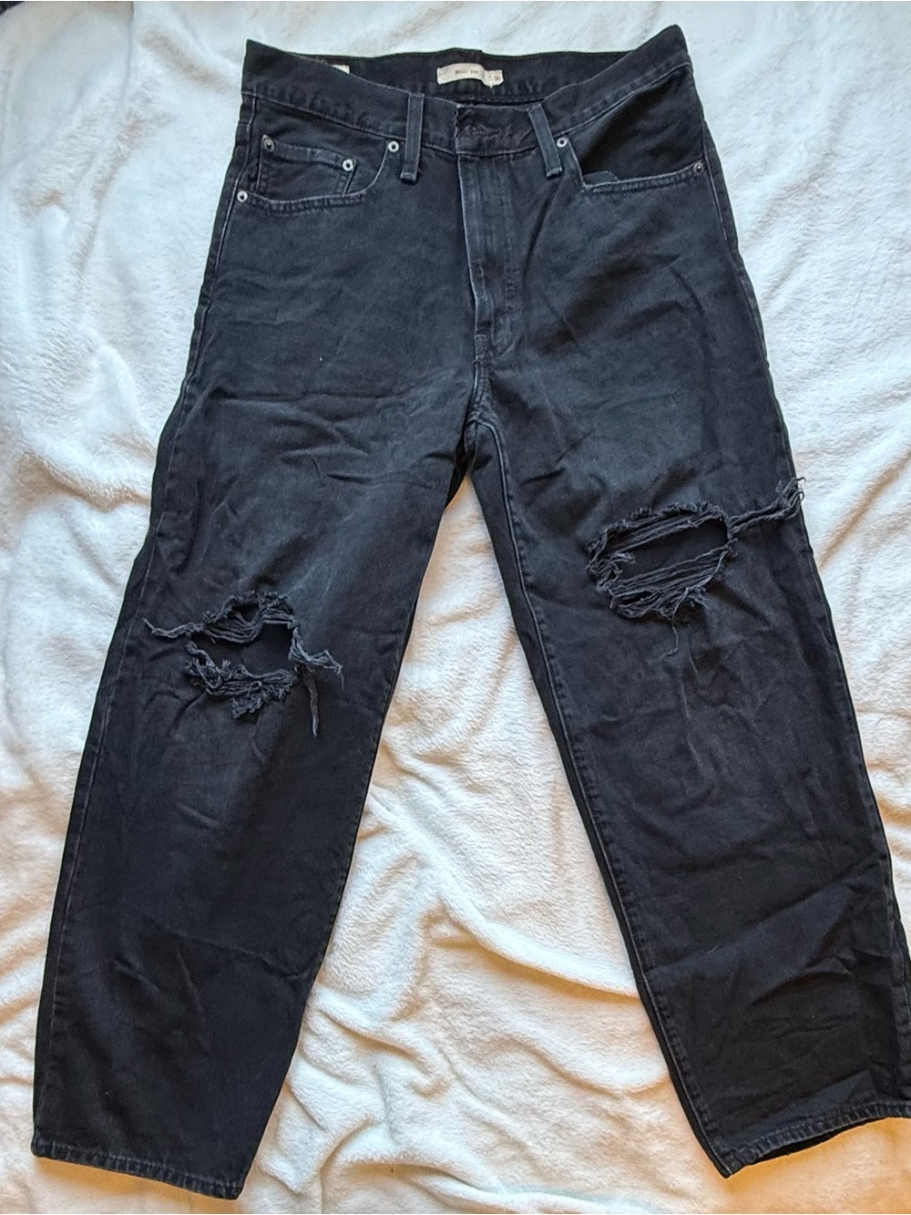 Levi's Premium Baggy Dad Distressed Black Jeans W30 L30